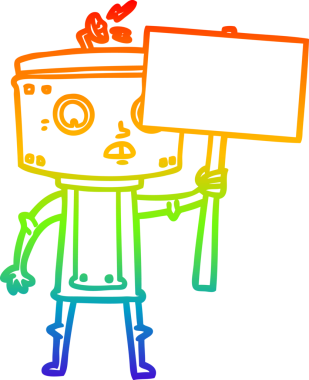 gökkuşağı gradyan çizgisi bir çizgi robot insan tarafından çizilmiş boş bir işaret ile