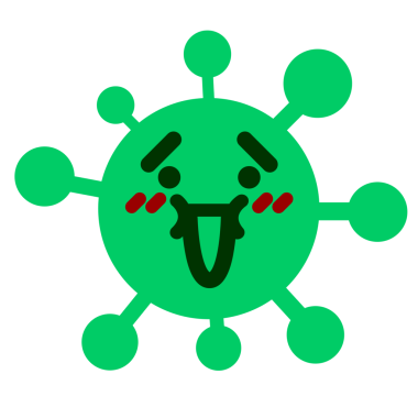 Bir insan tarafından çizilmiş sevimli sürpriz virüs.