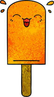 Bir insan tarafından çizilmiş garip bir çizgi film turuncu buz şekeri.