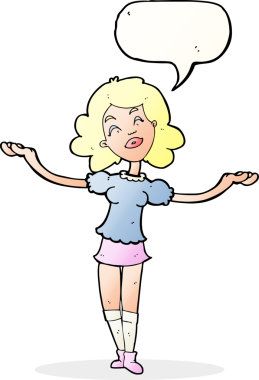 Çizgi filmdeki kadın bir insan tarafından çizilen konuşma balonuyla övgü topluyor