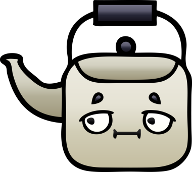 Bir insan tarafından çizilmiş gölgeli bir çaydanlık karikatürü