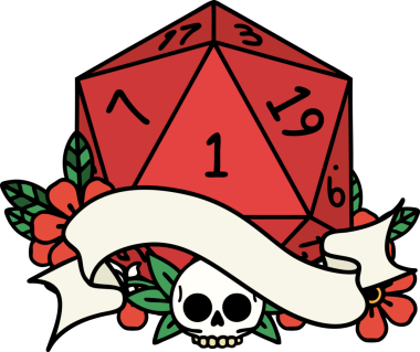 Retro Dövme Biçimi Doğal Bir d20 zar bir insan tarafından çizildi