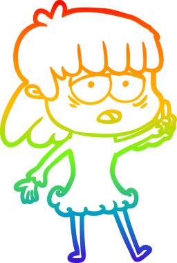 gökkuşağı gradyan çizgi çizimi bir insan tarafından çizilmiş yorgun bir kadın