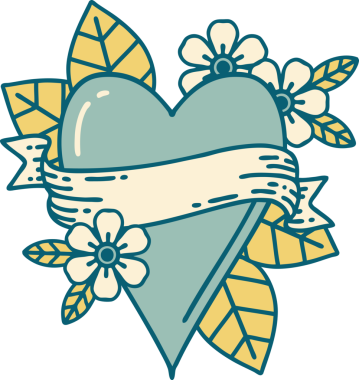 Bir insan tarafından çizilmiş kalp ve bayrağın ikonik dövme şekli