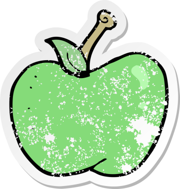 Bir insan tarafından çizilmiş elma karikatürünün gerilimli yapıştırması.