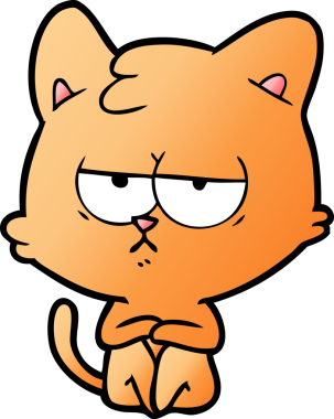 Bir insan tarafından çizilmiş sıkıcı çizgi film kedisi.