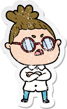 Bir insan tarafından çizilmiş bir karikatürün sıkıntılı çıkartması.