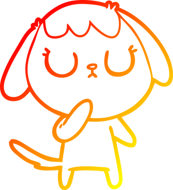 Bir insan tarafından çizilmiş sevimli bir köpeğin sıcak çizgi çizgisi.