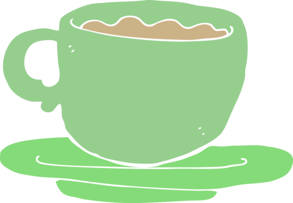 Bir insan tarafından çizilmiş düz renkli bir çay fincanı.