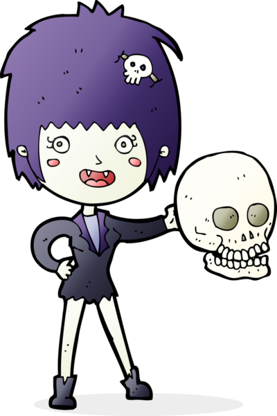 Bir insan tarafından çizilmiş cadılar bayramı vampir kızı çizgi filmi.