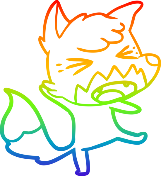 Bir insan tarafından çizilmiş kızgın bir tilkinin gökkuşağı gradyanı çizimi