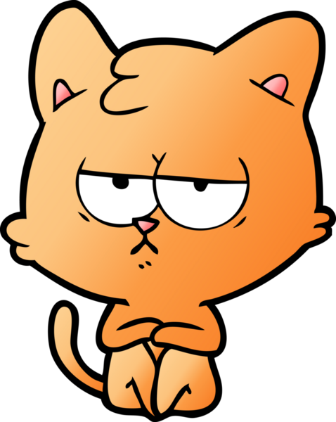 Bir insan tarafından çizilmiş sıkıcı çizgi film kedisi.