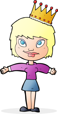 Bir insan tarafından çizilmiş taç giyen bir çizgi film karakteri.