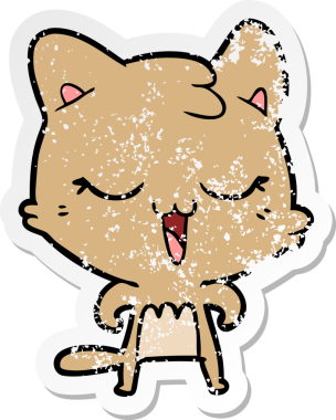 Bir insan tarafından çizilmiş mutlu çizgi film kedisinin sıkıntılı çıkartması.