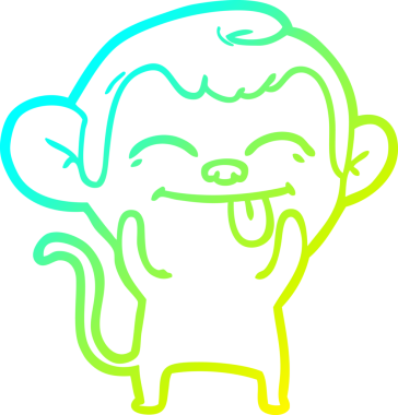 Bir insan tarafından çizilmiş komik bir çizgi maymunun soğuk eğim çizgisi.