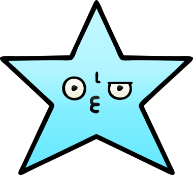 Bir insan tarafından çizilmiş yıldız balığının gölgeli karikatürü