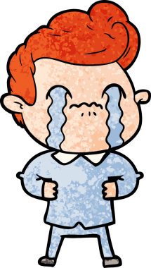 Bir insan tarafından çizilmiş ağlayan çizgi film adamı.