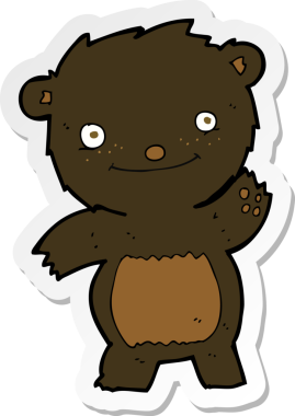 Bir insan tarafından çizilmiş siyah ayı yavrusu sallayan bir çizgi filmin çıkartması.