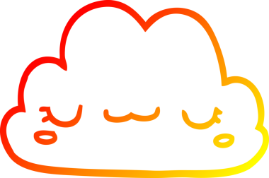 Bir insan tarafından çizilmiş sevimli bir karikatür bulutunun sıcak gradyan çizimi