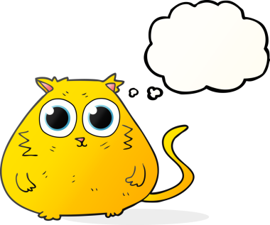 Bir insan tarafından çizilmiş büyük güzel gözleri olan serbest çizim baloncuk çizgi film kedisi.