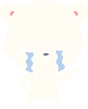 Ağlayan düz renkli çizgi film kutup ayısı bir insan tarafından çizilmiş.