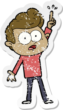 Bir insan tarafından çizilmiş, kederli bir çizgi film çıkartması.