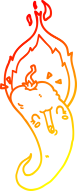 Bir insan tarafından çizilmiş kızgın kırmızı biber çizgi filminin sıcak gradyan çizimi