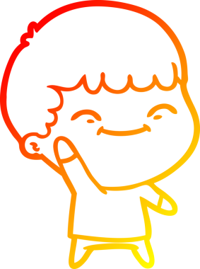 Bir insan tarafından çizilen mutlu bir çocuğun sıcak çizgi çizimi.