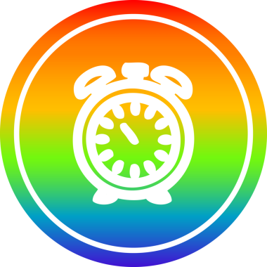 Alarm saati dairesel simgesi gökkuşağı gradyan bir insan tarafından çizilmiş