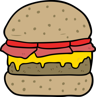 Bir insan tarafından çizilmiş istiflenmiş hamburger.