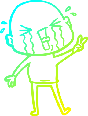 Bir insan tarafından çizilmiş, ağlayan kel bir adamın çizdiği soğuk çizgi.