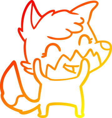 Bir insan tarafından çizilmiş mutlu bir tilkinin sıcak çizgi çizimi