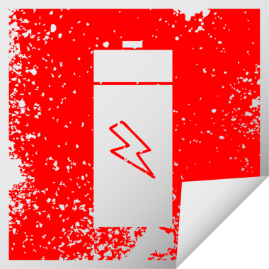 Bir insan tarafından çizilmiş elektrik aküsünün kare soyma etiketi.