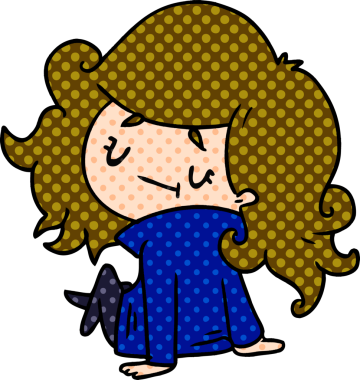 Bir insan tarafından çizilmiş sevimli bir kawai kızının çizgi film çizimi