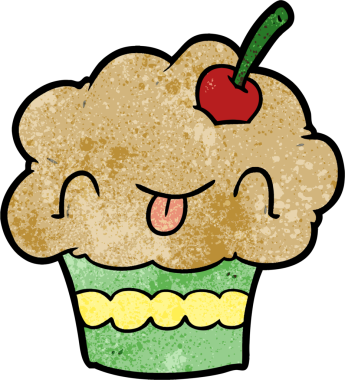 Bir insan tarafından çizilmiş komik bir kek.