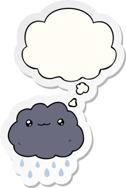 Düşünce baloncuklu karikatür bulutu insan tarafından çizilmiş bir çıkartma.