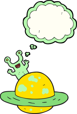 Bir insan tarafından çizilmiş serbest çizim baloncuk uzaylı gezegeni.