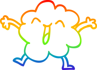 gökkuşağı gradyanı çizimi mutlu gri bulut bir insan tarafından çizilmiş