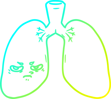 Bir insan tarafından çizilen kızgın akciğerlerin soğuk gradyan çizgisi.