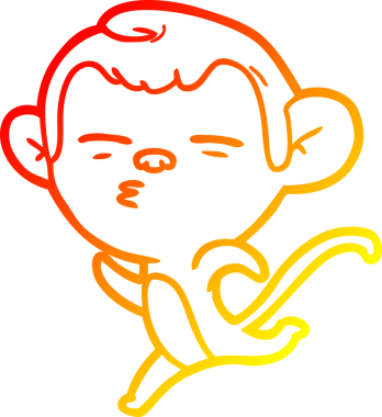 Bir insan tarafından çizilmiş şüpheli bir maymunun sıcak çizgi çizimi