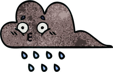 Bir insan tarafından çizilmiş fırtına yağmur bulutunun retro grunge desen karikatürü