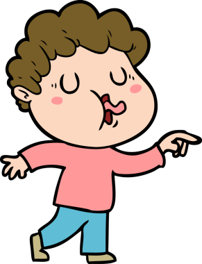 Bir insan tarafından çizilmiş çizgi film şarkıcısı.