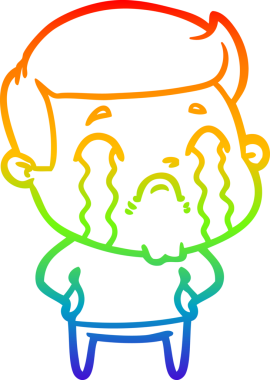 Gökkuşağı gradyan çizimi bir insan tarafından çizilmiş ağlayan bir karikatür adamı çiziyor.