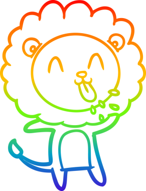 gökkuşağı gradyanı çizimi bir insan tarafından çizilmiş mutlu bir karikatür aslanı