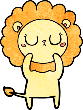 Bir insan tarafından çizilmiş çizgi film aslanı.