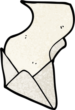 bir insan tarafından çizilmiş karikatür mektubu ve zarf