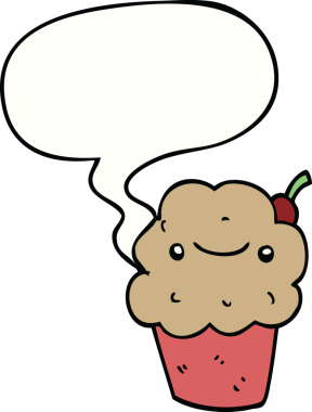 Bir insan tarafından çizilmiş konuşma balonlu kek.