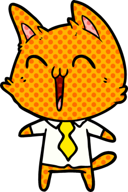 Bir insan tarafından çizilmiş mutlu çizgi film kedisi.