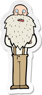 Bir insan tarafından çizilmiş sakallı yaşlı bir adamın çıkartması.