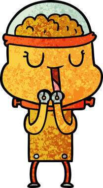 Bir insan tarafından çizilmiş mutlu çizgi film robotu